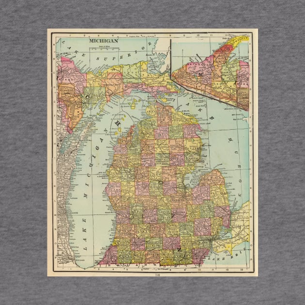 Vintage Map of Michigan (1909) by Bravuramedia